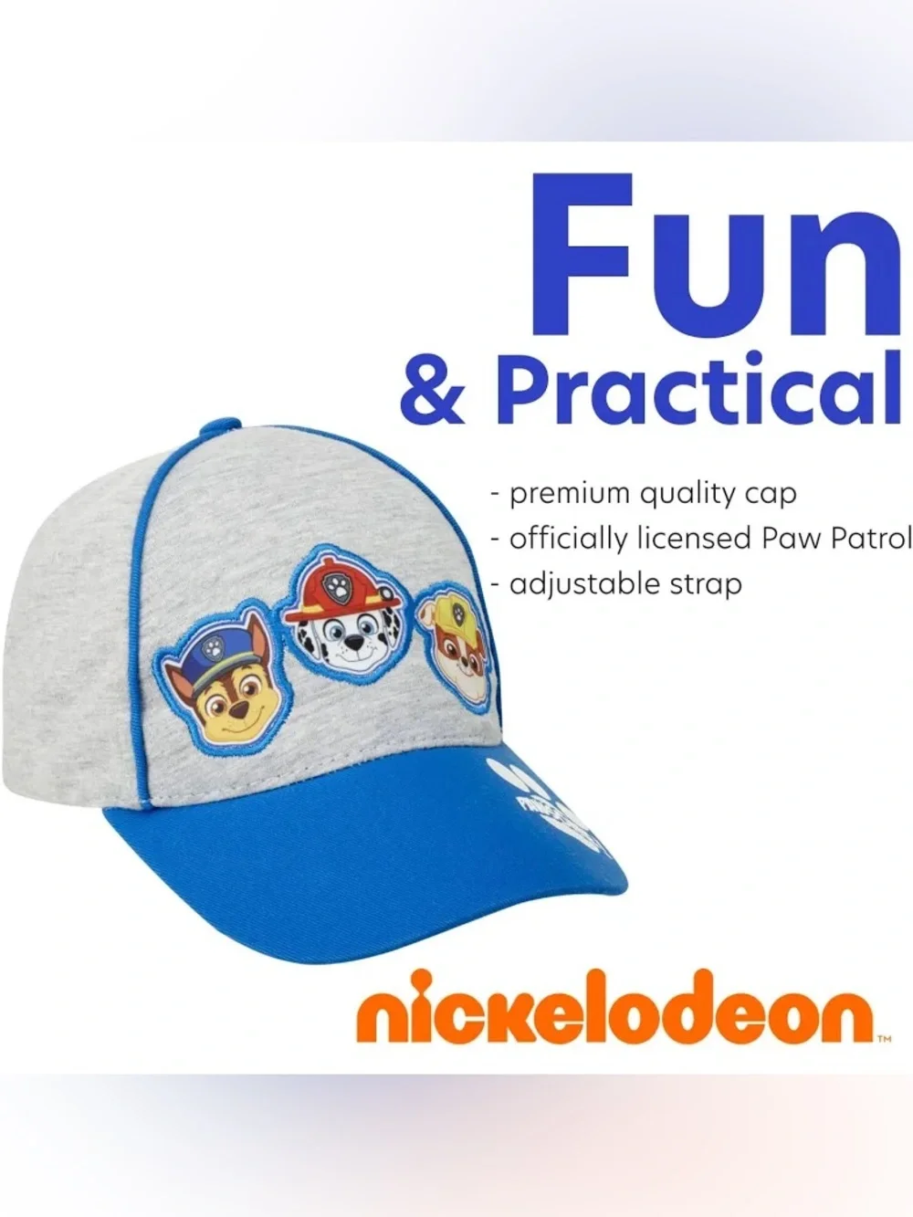 Nickelodeon Paw Patrol Pawsome Character Patch Blue & Gray Kids Baseball Hat